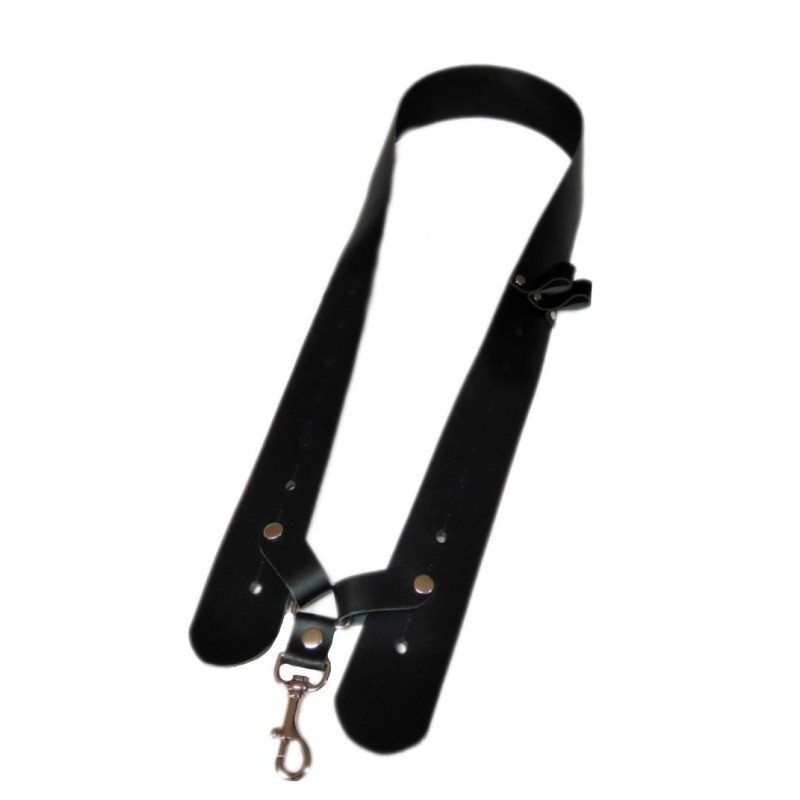 Bandolera tambor cuero regulable 1 mosquetón color negro