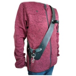 Bandolera tambor cuero regulable 1 mosquetón color negro