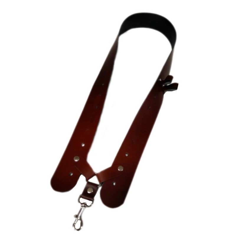 Bandolera tambor cuero regulable 1 mosquetón color marrón
