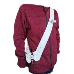 Bandolera tambor cuero regulable 1 mosquetón color blanco