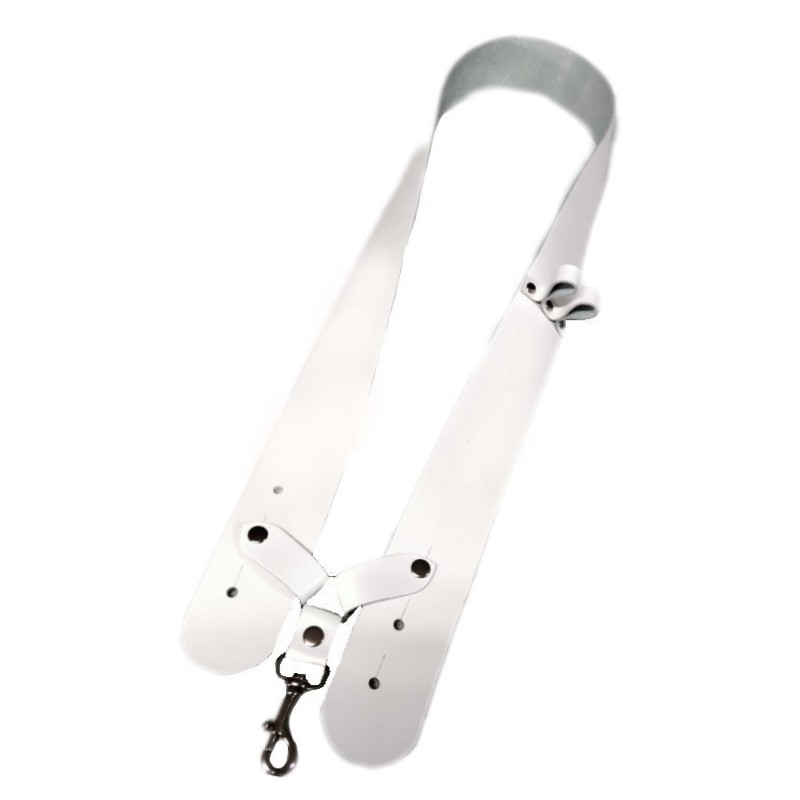 Bandolera tambor cuero regulable 1 mosquetón color blanco