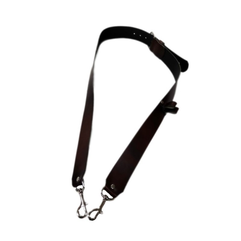Bandolera tambor cuero regulable 2 mosquetones color negro