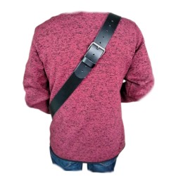 Bandolera tambor cuero regulable 2 mosquetones color negro