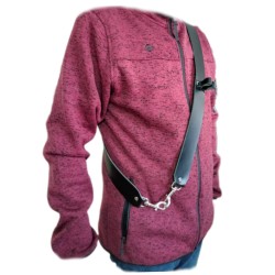 Bandolera tambor cuero regulable 2 mosquetones color negro