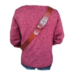 Bandolera tambor cuero regulable 2 mosquetones color marrón