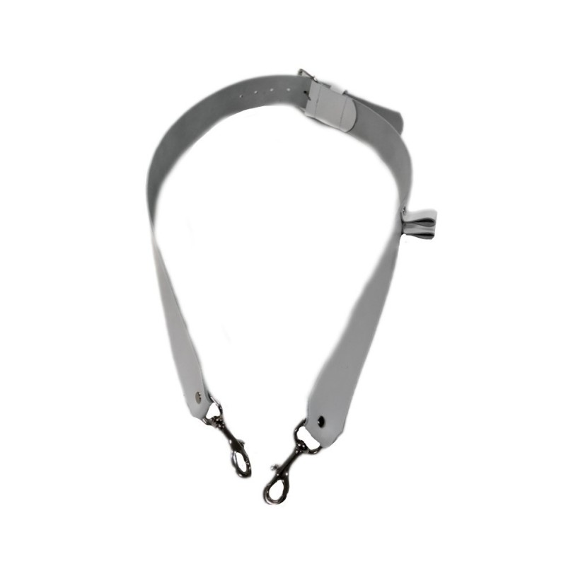 Bandolera tambor cuero regulable 2 mosquetones color blanco