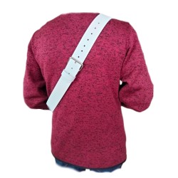 Bandolera tambor cuero regulable 2 mosquetones color blanco