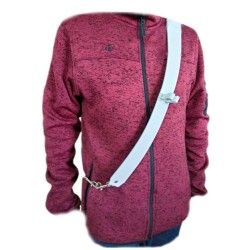 Bandolera tambor cuero regulable 2 mosquetones color blanco