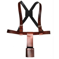 Porta estandarte de cuero con tira larga de piel tirantes y cubilete 252