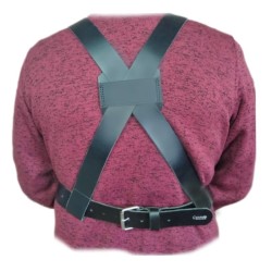 Porta estandarte cuero ajustable de tirantes con tira corta y piquete redondo 259